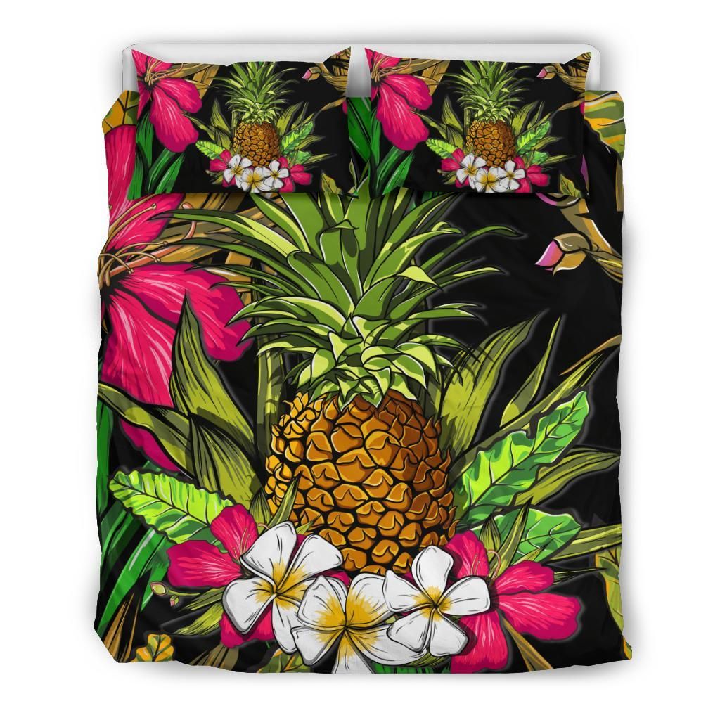 Hawaii Tropical Flowers Pineapple Bedding Set