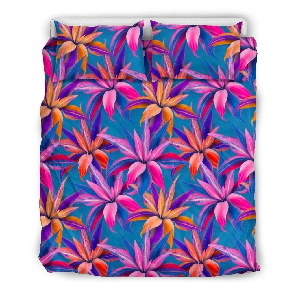 Hawaii Tropical Flowers Pink Bedding Set