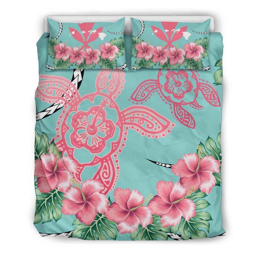 Hawaii Tropical Hibiscus Turtle Mint Style Bedding Set