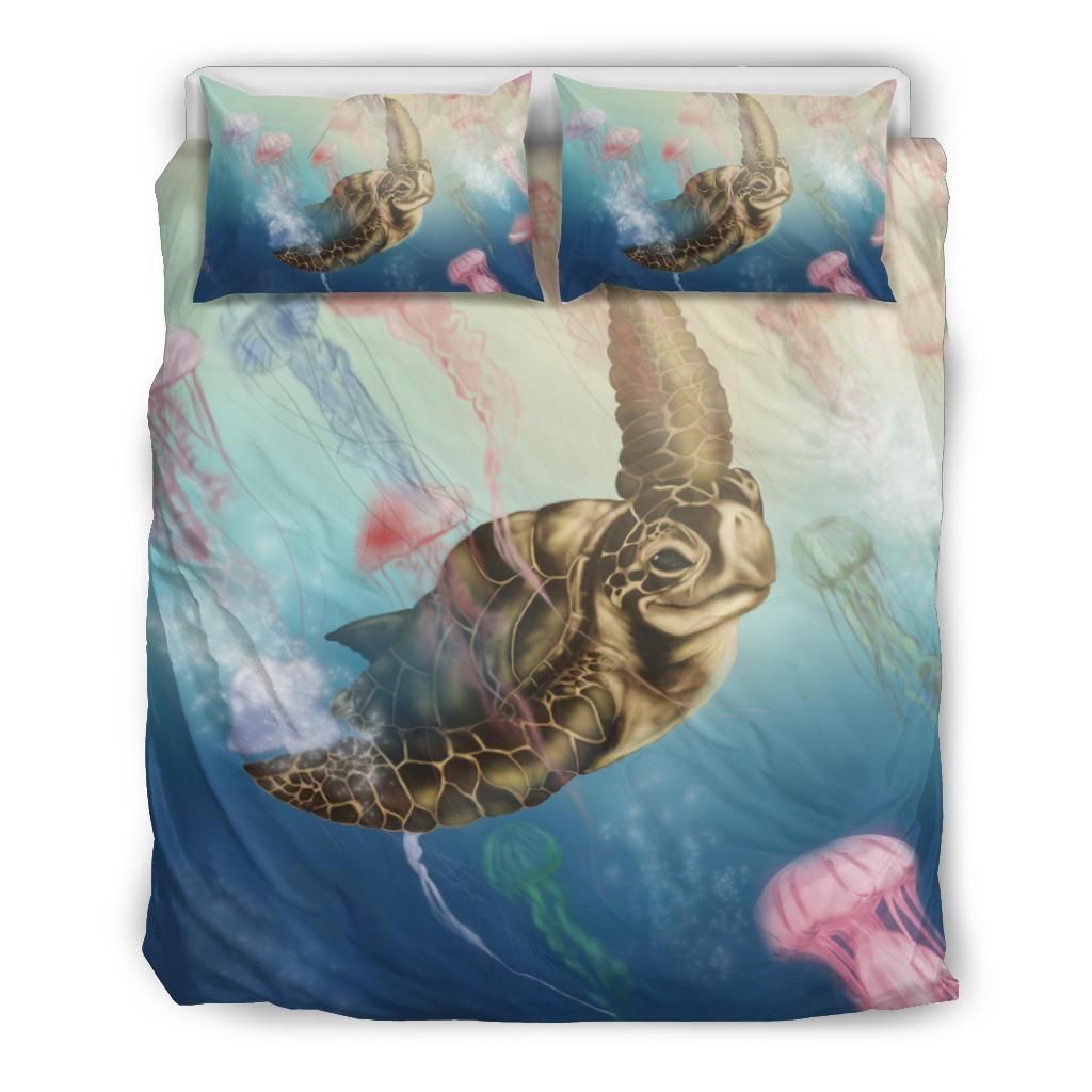 Hawaii Turtle And Jellyfish In Deep Sea Moana Bedding Set