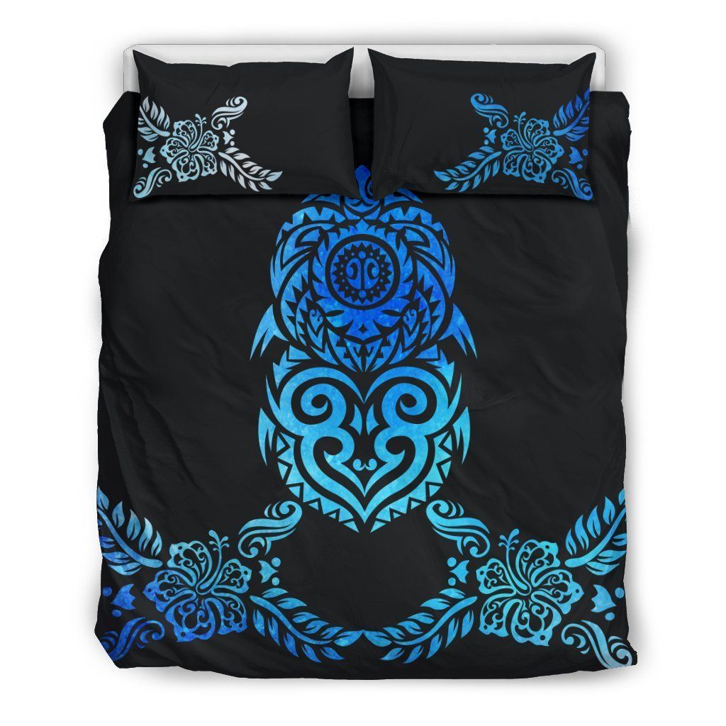 Hawaii Turtle Black And Blue Bedding Set