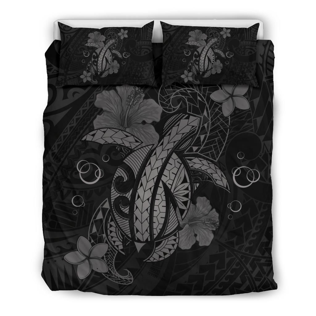 Hawaii Turtle Flower Polynesian Gray Bedding Set