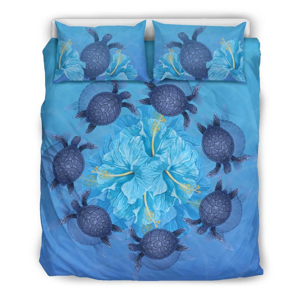Hawaii Turtle Hibiscus Blue Bedding Set