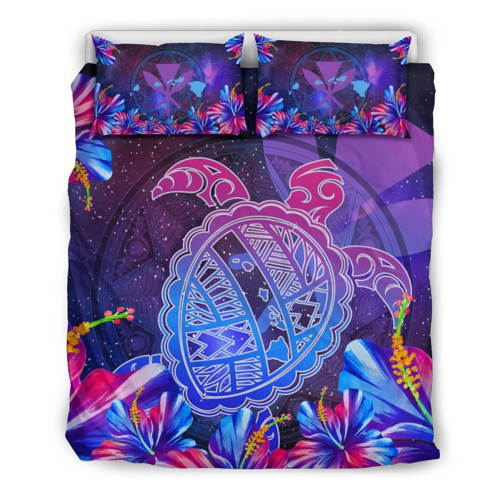 Hawaii Turtle Hibiscus Galaxy Night Bedding Set