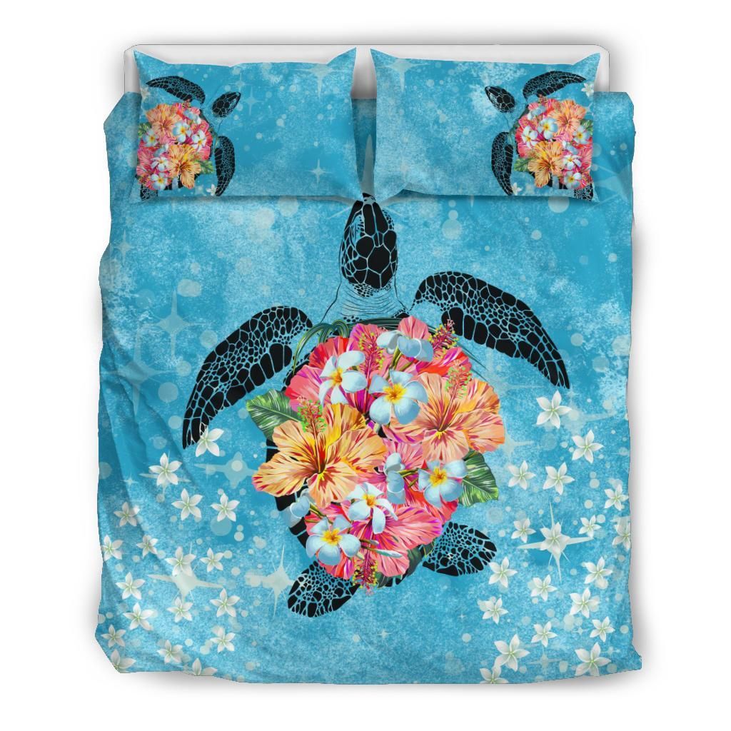 Hawaii Turtle Hibiscus Plumeria Bedding Set