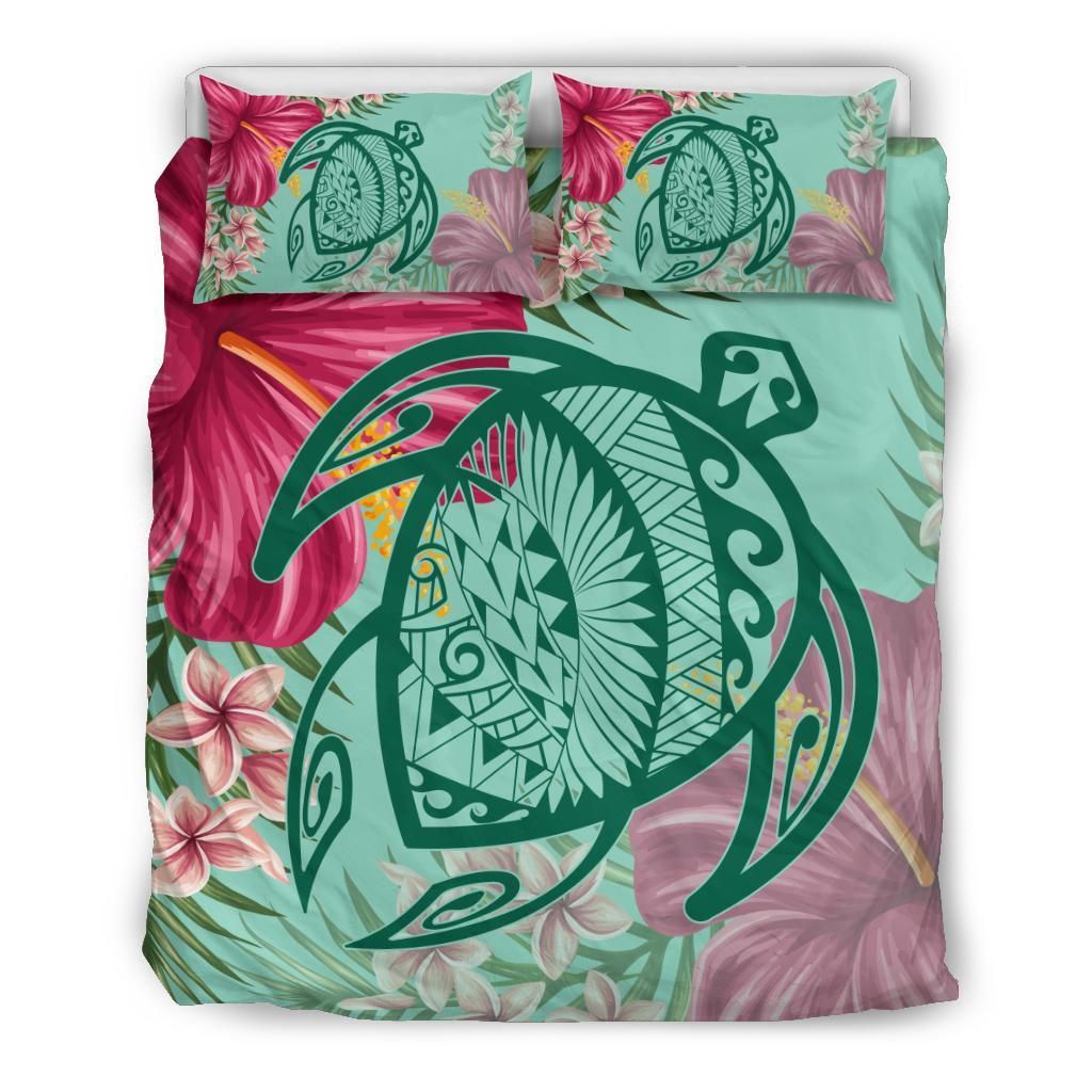 Hawaii Turtle Hibiscus Plumeria Hug Style Bedding Set