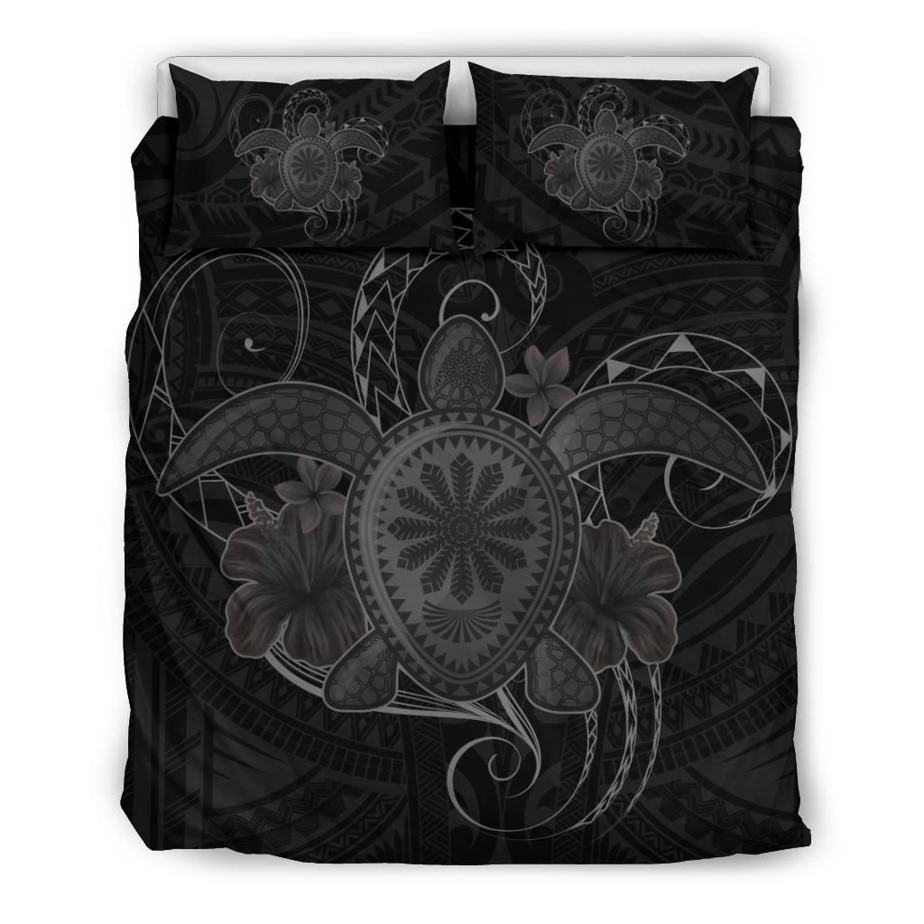 Hawaii Turtle Hibiscus Polynesian Grey Bedding Set
