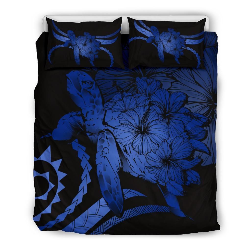 Hawaii Turtle Hibiscus Polynesian Vintage Blue Bedding Set