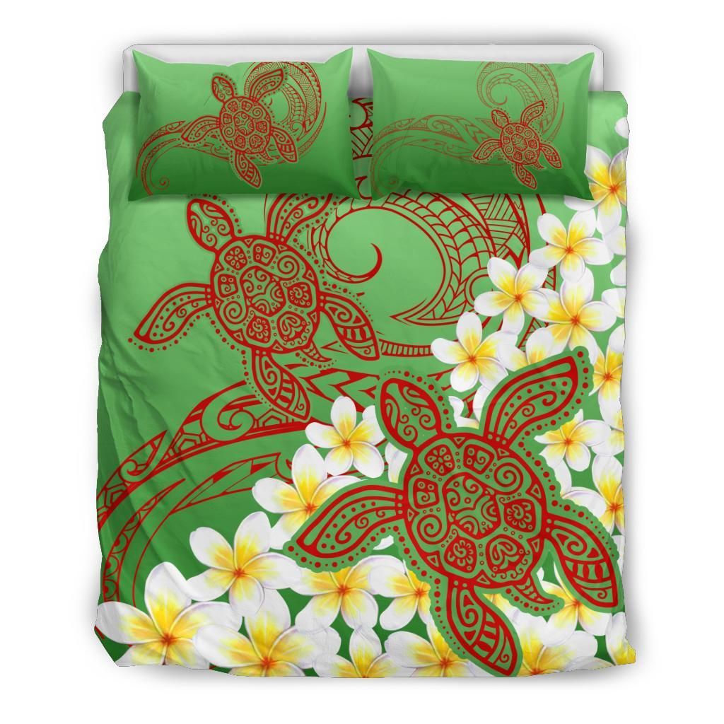 Hawaii Turtle Plumeria Green Style Bedding Set