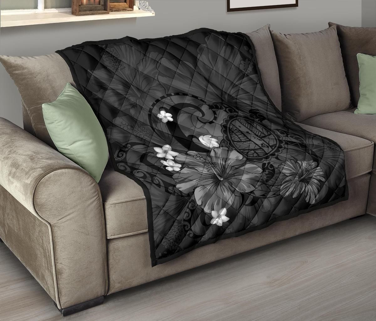 Hawaii Turtle Poly Tribal Gray Premium Quilt J9 DHC22119976DD