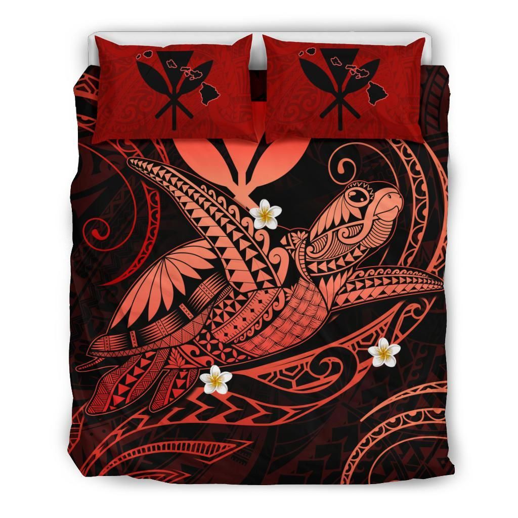 Hawaii Turtle Polyensian Nane Style Red Bedding Set