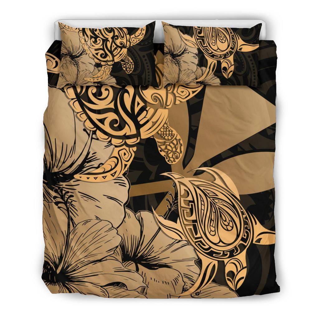 Hawaii Turtle Polynesian Hibiscus Art Ver Bedding Set