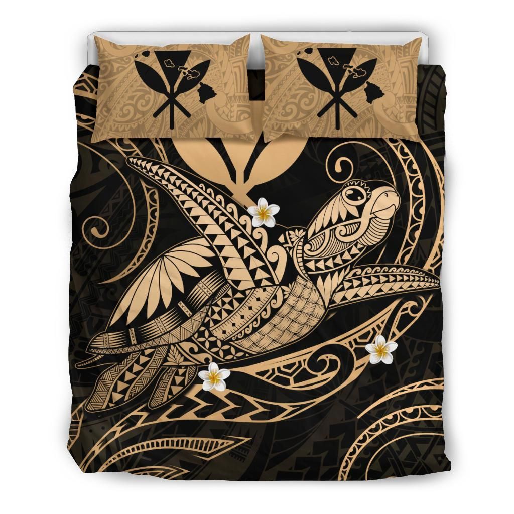 Hawaii Turtle Polynesian Nane Style Gold Bedding Set