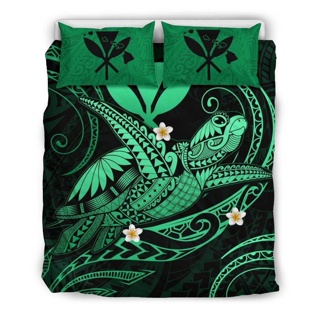 Hawaii Turtle Polynesian Nane Style Green Bedding Set