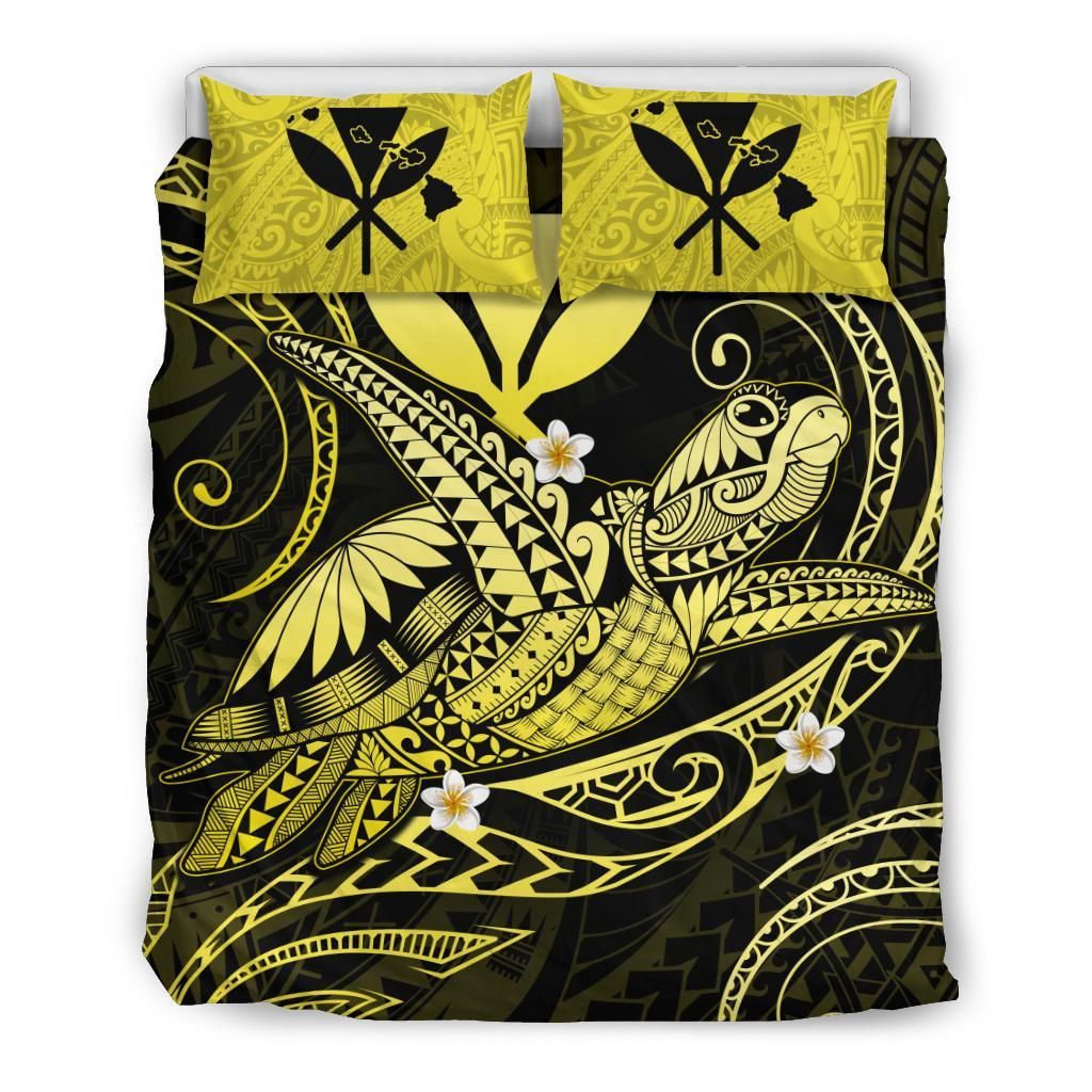 Hawaii Turtle Polynesian Nane Style Yellow Bedding Set