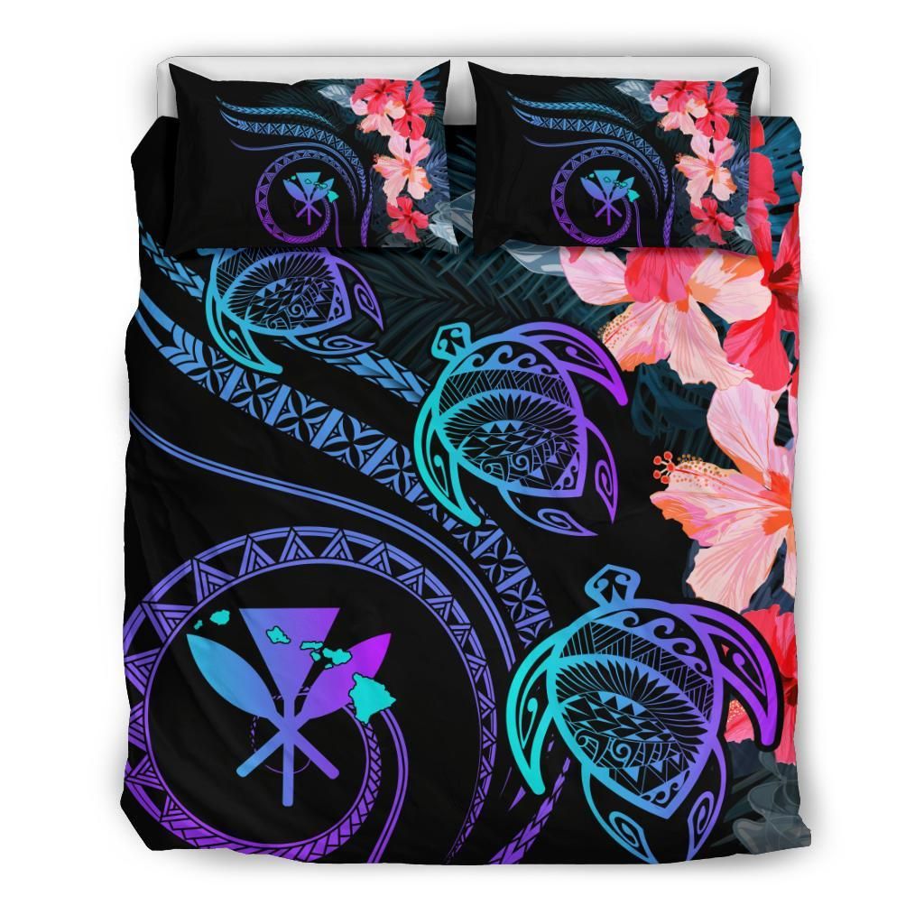 Hawaii Turtle Polynesian Tropical Cora Style Purple Bedding Set