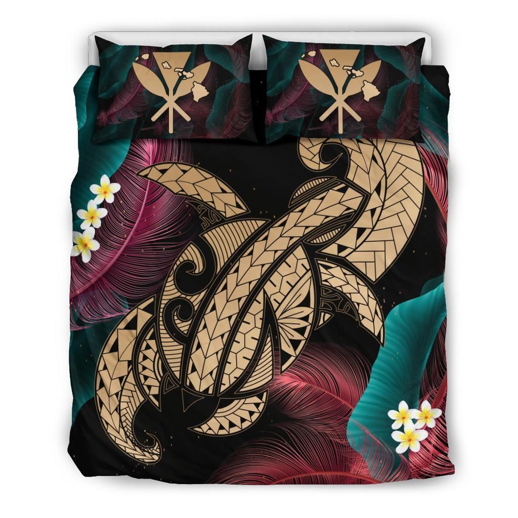 Hawaii Turtle Polynesian Tropical Ghia Style Gold Bedding Set
