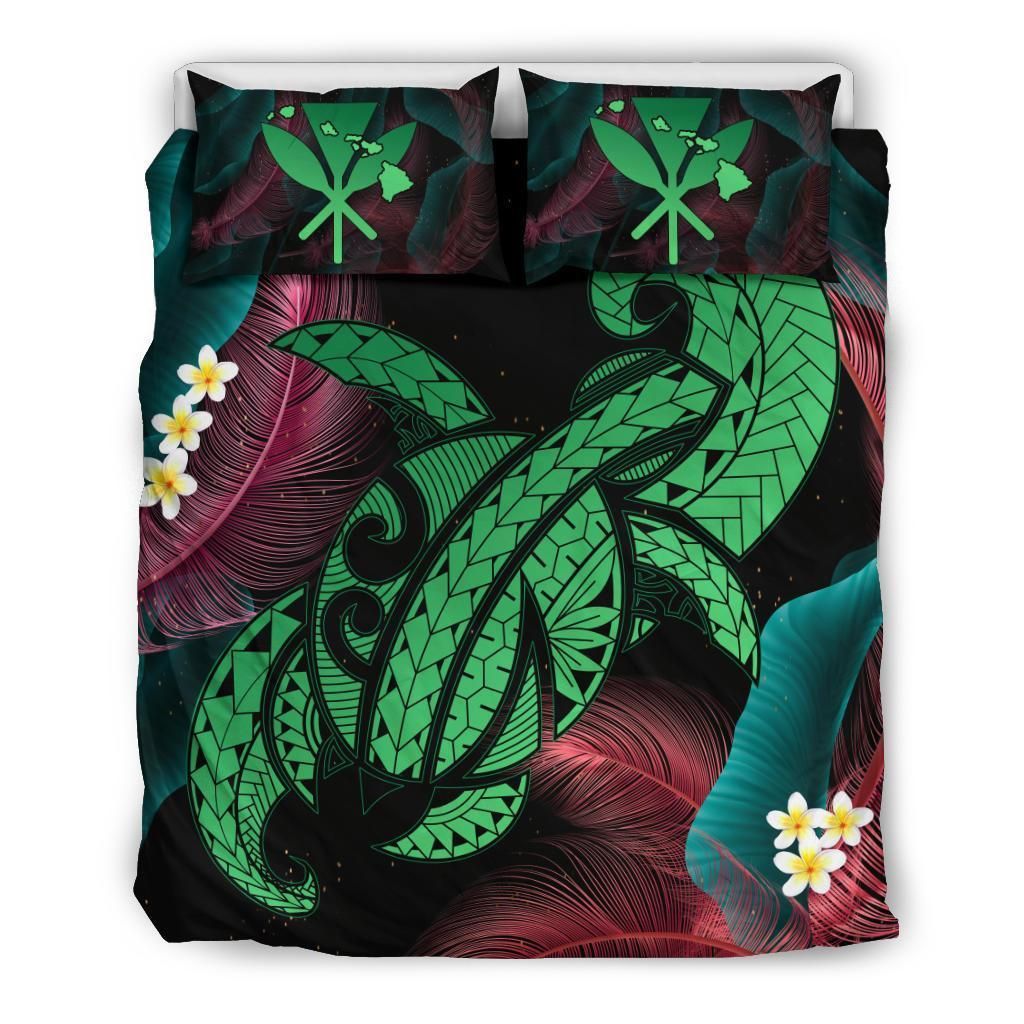 Hawaii Turtle Polynesian Tropical Ghia Style Green Bedding Set