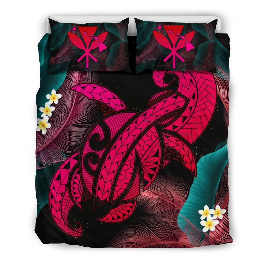 Hawaii Turtle Polynesian Tropical Ghia Style Pink Bedding Set
