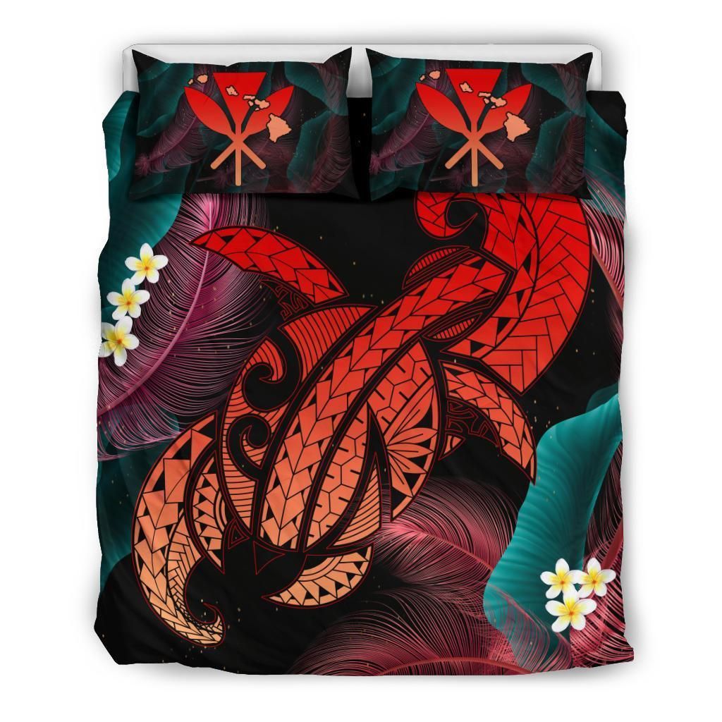 Hawaii Turtle Polynesian Tropical Ghia Style Red Bedding Set