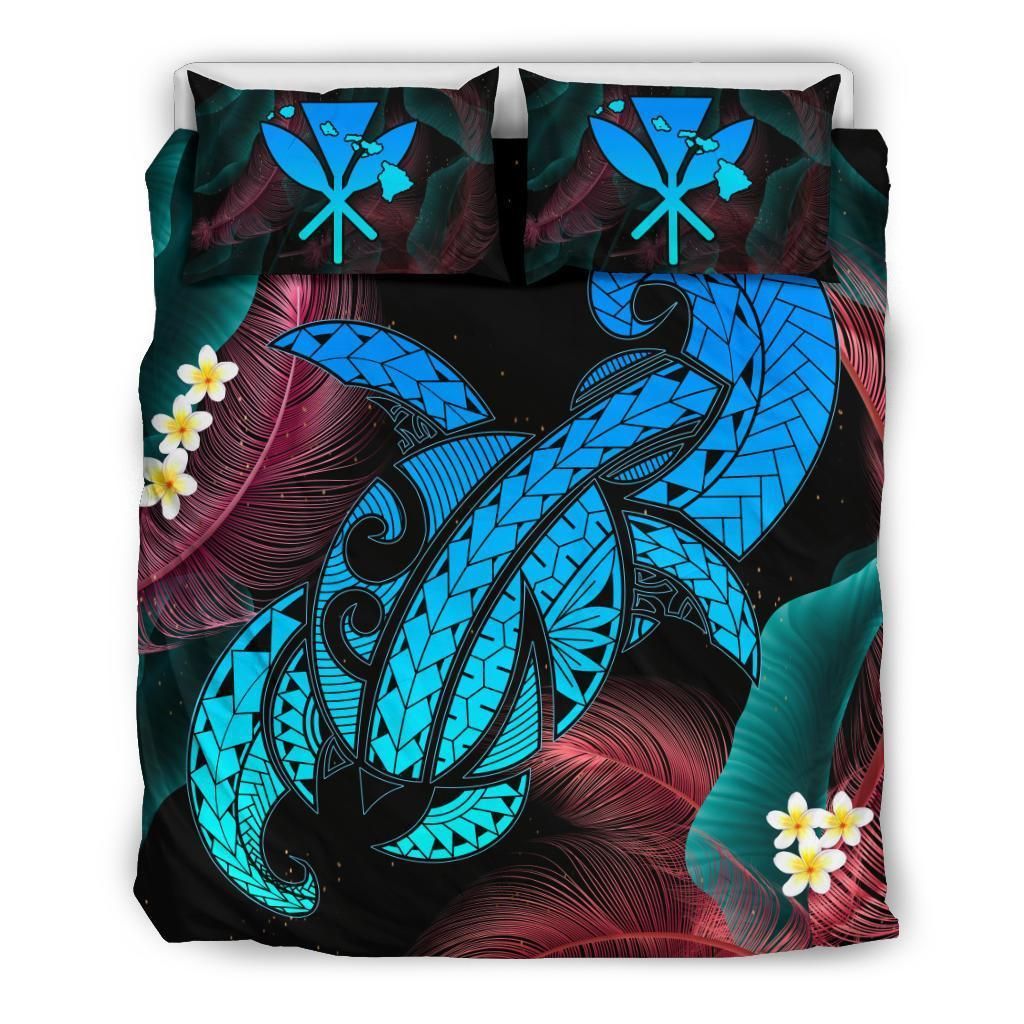 Hawaii Turtle Polynesian Tropical Ghia Style Turquoise Bedding Set