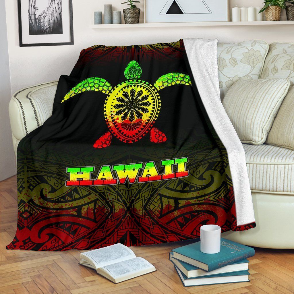 Hawaii Turtle Reggae Fog Style Sherpa Fleece Blanket