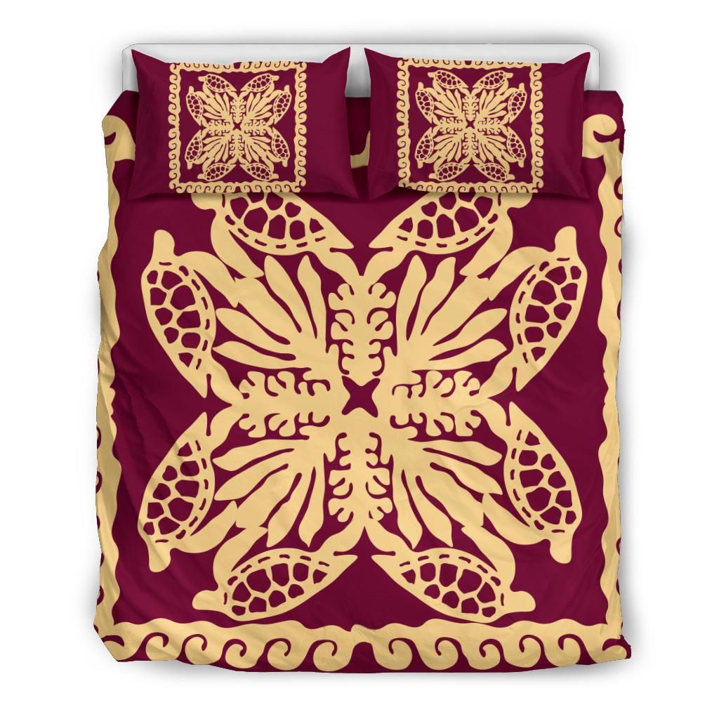 Hawaii Turtle Royal Burgundy Dey Style Bedding Set