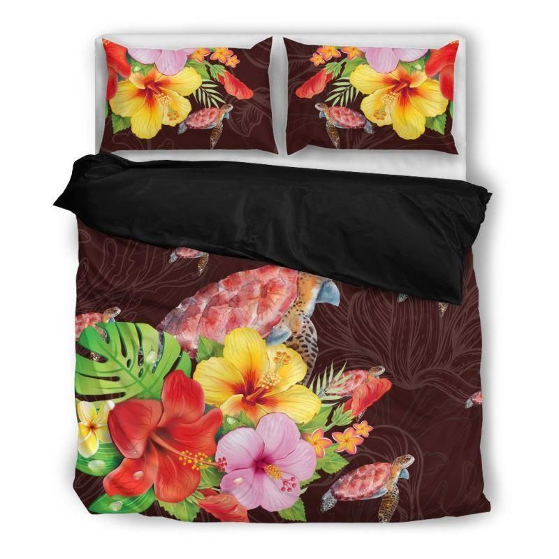 Hawaii Turtle Tropical Flower Pattern Bedding Set