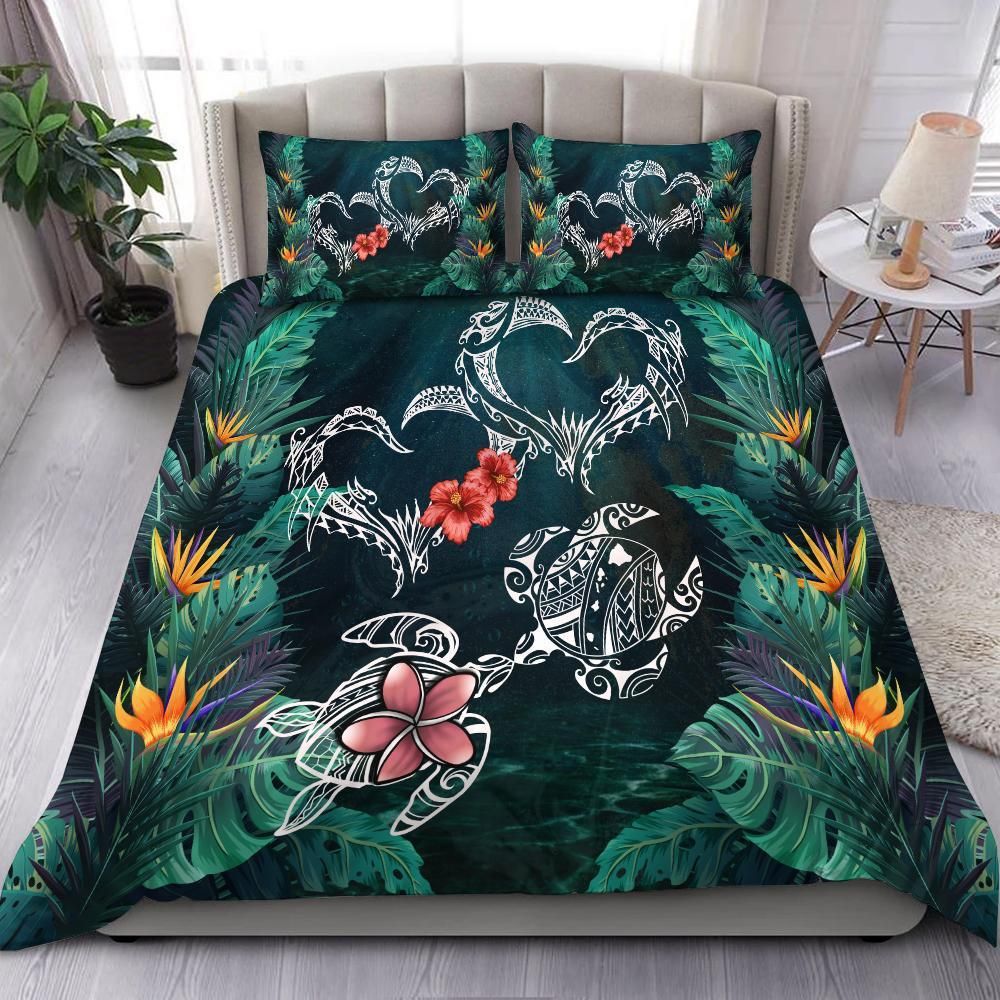 Hawaii Turtle Tropical Heart Polynesian Bedding Set