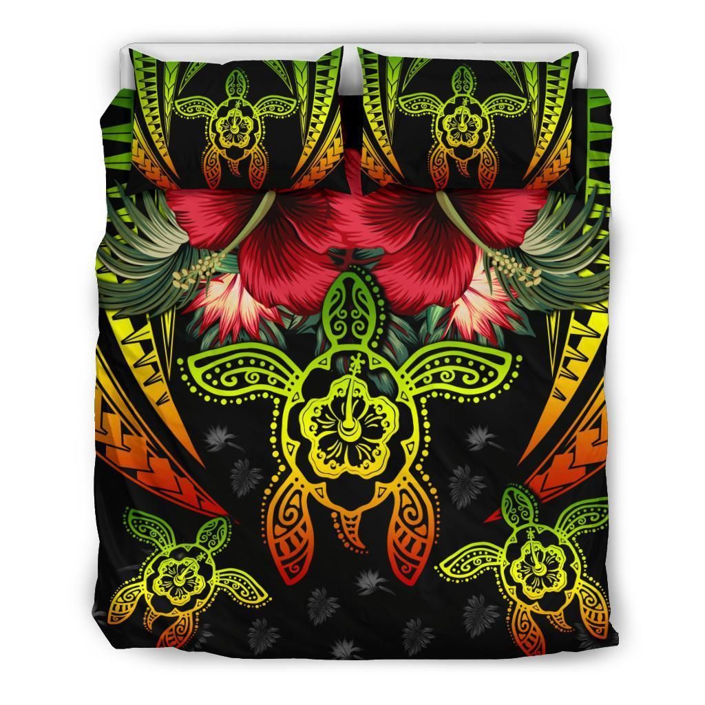 Hawaii Turtle Tropical Polynesian Iris Style Bedding Set