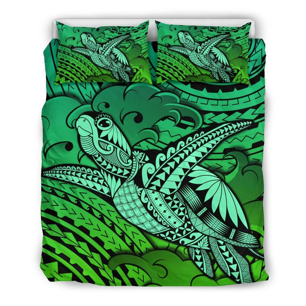 Hawaii Turtle Wave News Style Green Bedding Set