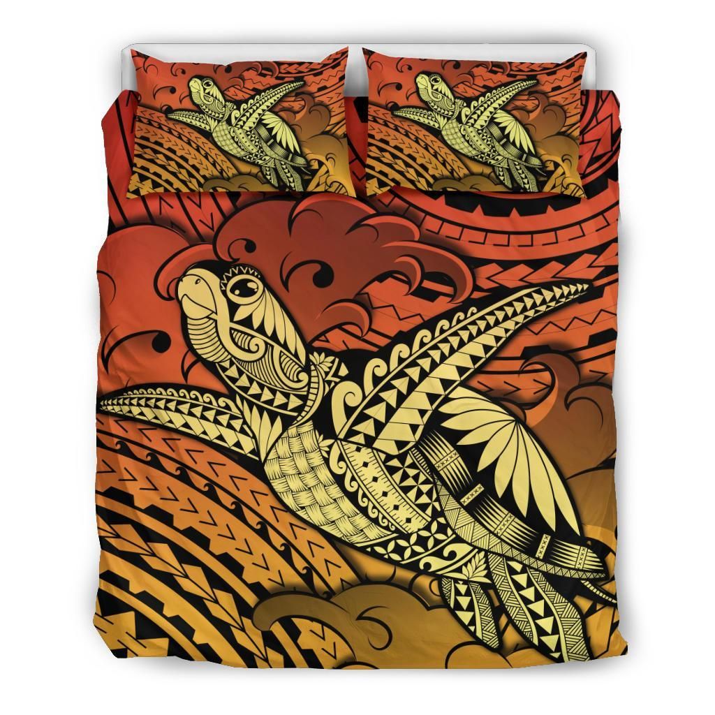 Hawaii Turtle Wave News Style Orange Bedding Set