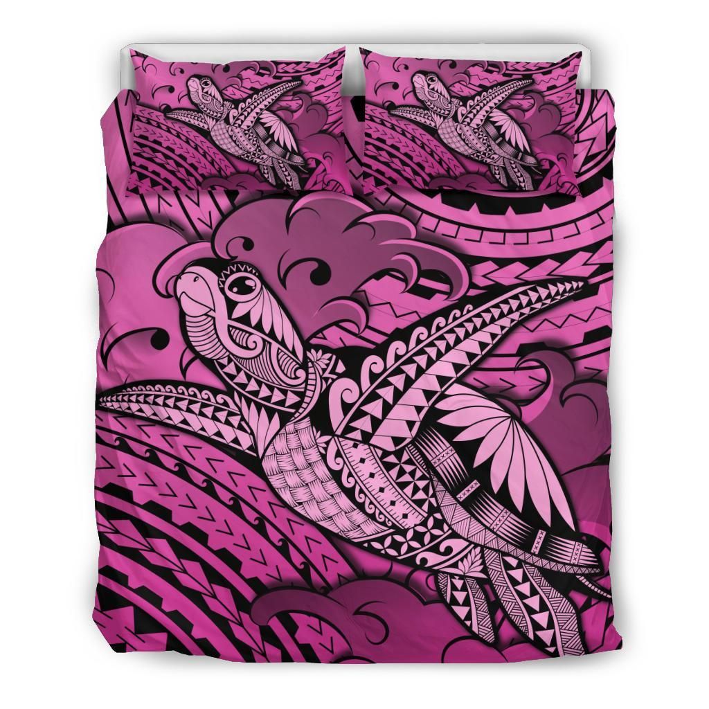 Hawaii Turtle Wave News Style Pink Bedding Set