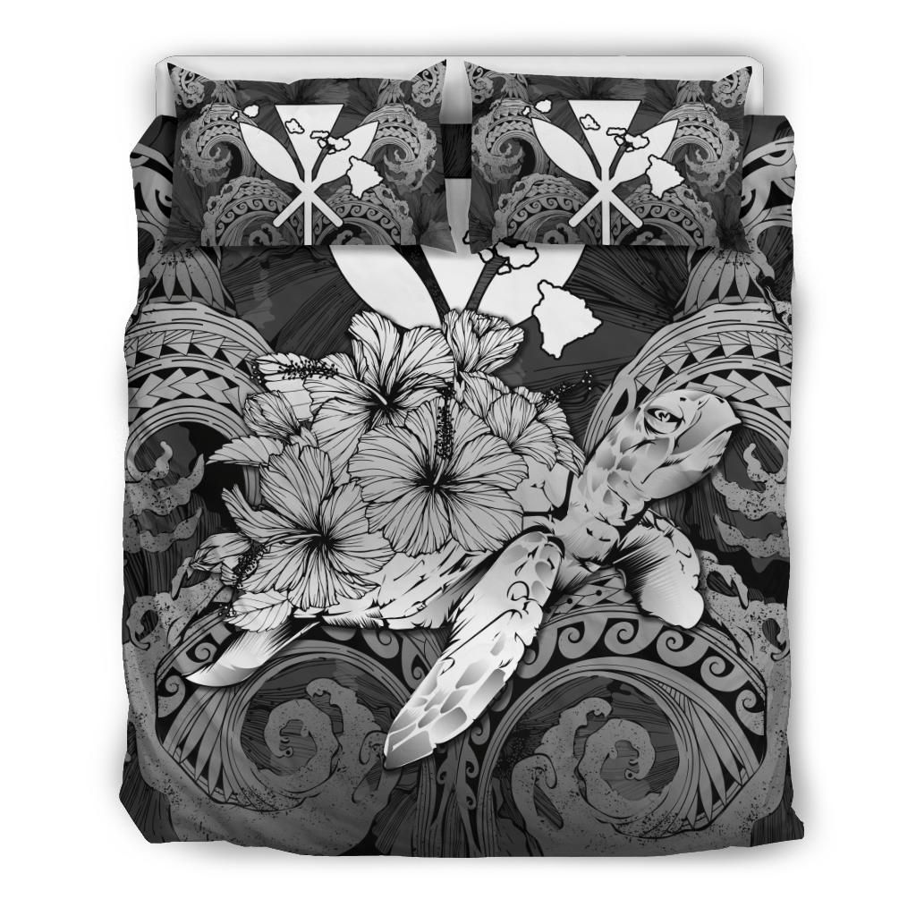 Hawaii Turtle Wave Polynesian Hey Style Gray Bedding Set