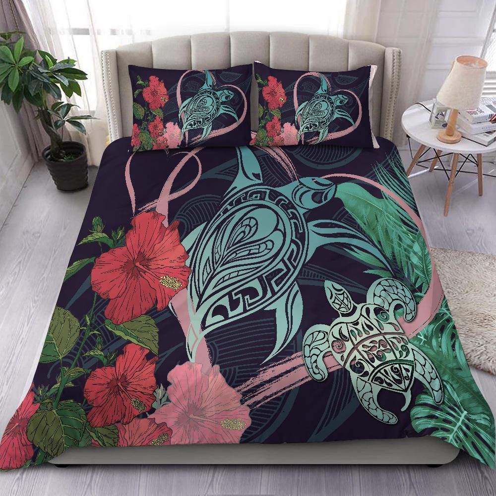 Hawaii Turtles Hibiscus Valentine Tropical Style Bedding Set