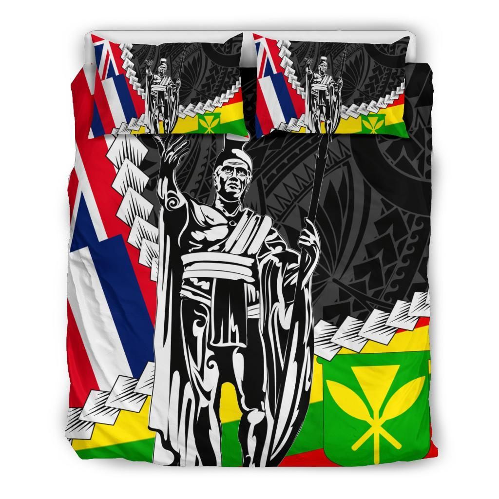 Hawaii Two Flag Kanaka Maoli King Polynesian Bedding Set