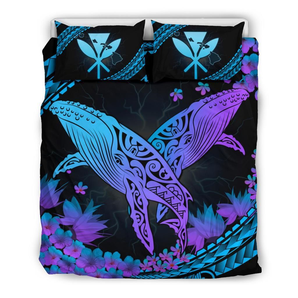 Hawaii Whale Polynesian Hibiscus Lae Style Bedding Set