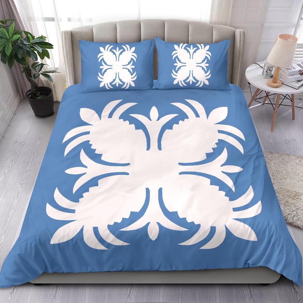Hawaiia Royal Pattern Pastel Blue Bedding Set