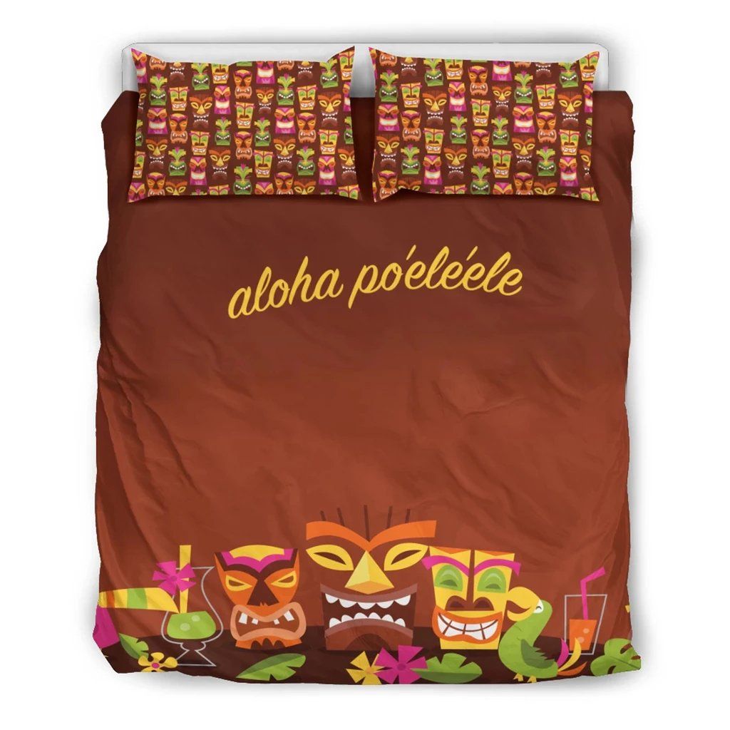 Hawaiian Aloha Tiki Funny Polynesian Bedding Set