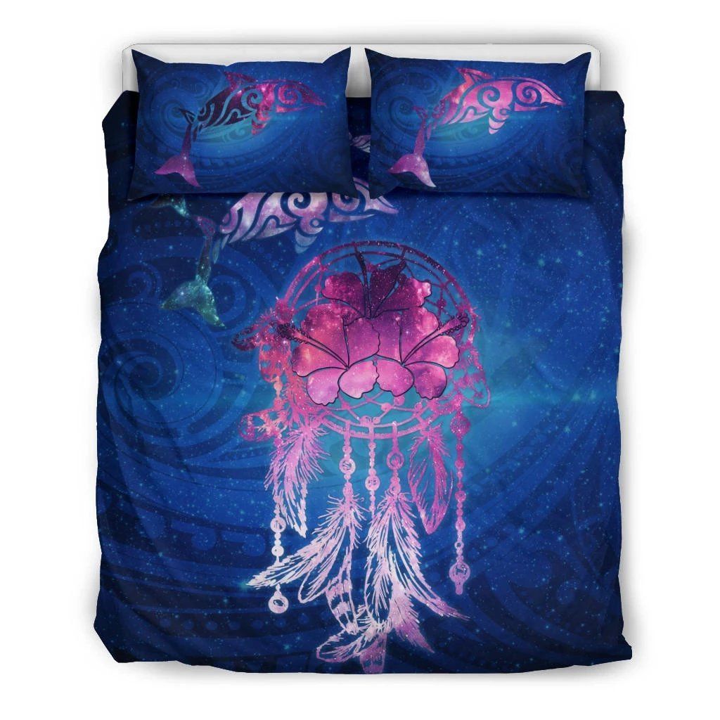 Hawaiian Dolphin Hibiscus Dreamcatcher Polynesian Bedding Set