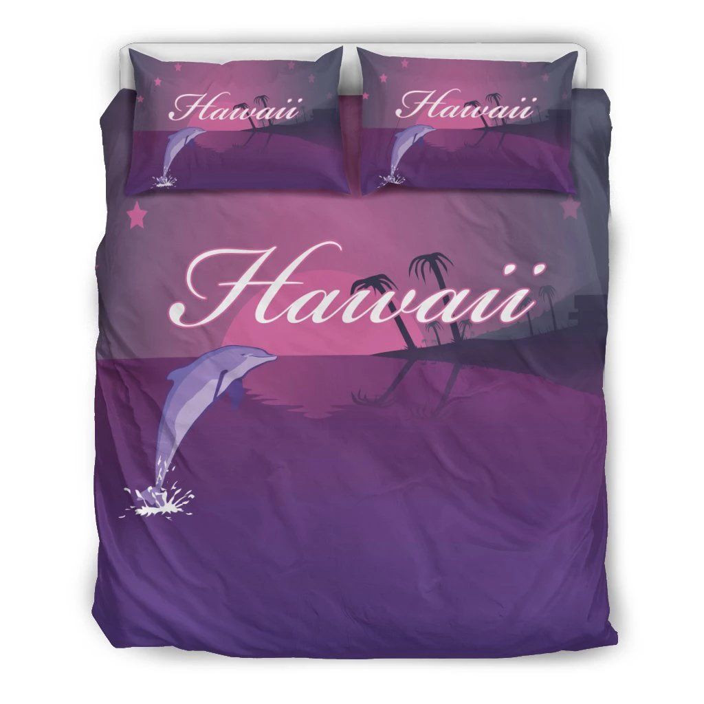 Hawaiian Dolphin Violet Polynesian Bedding Set