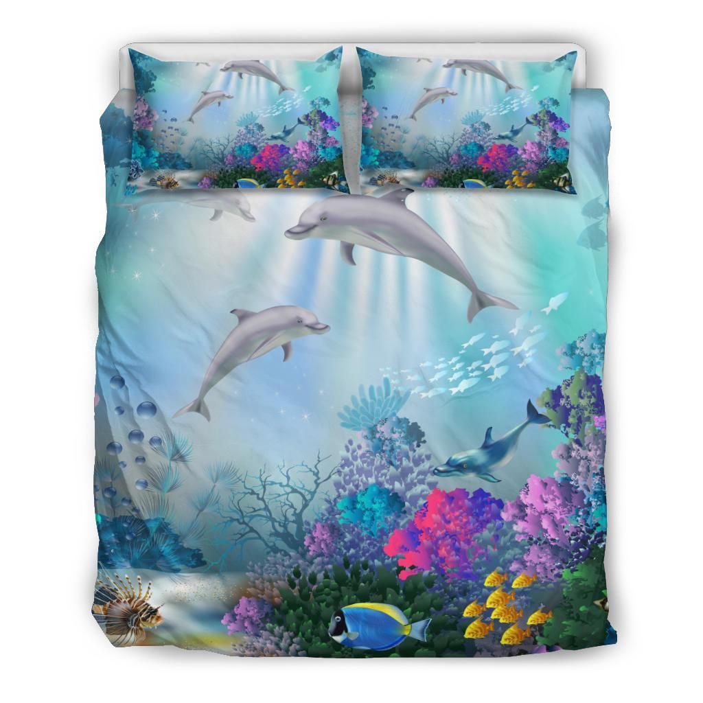 Hawaiian Dolphins Play The Ocean Polynesian Bedding Set