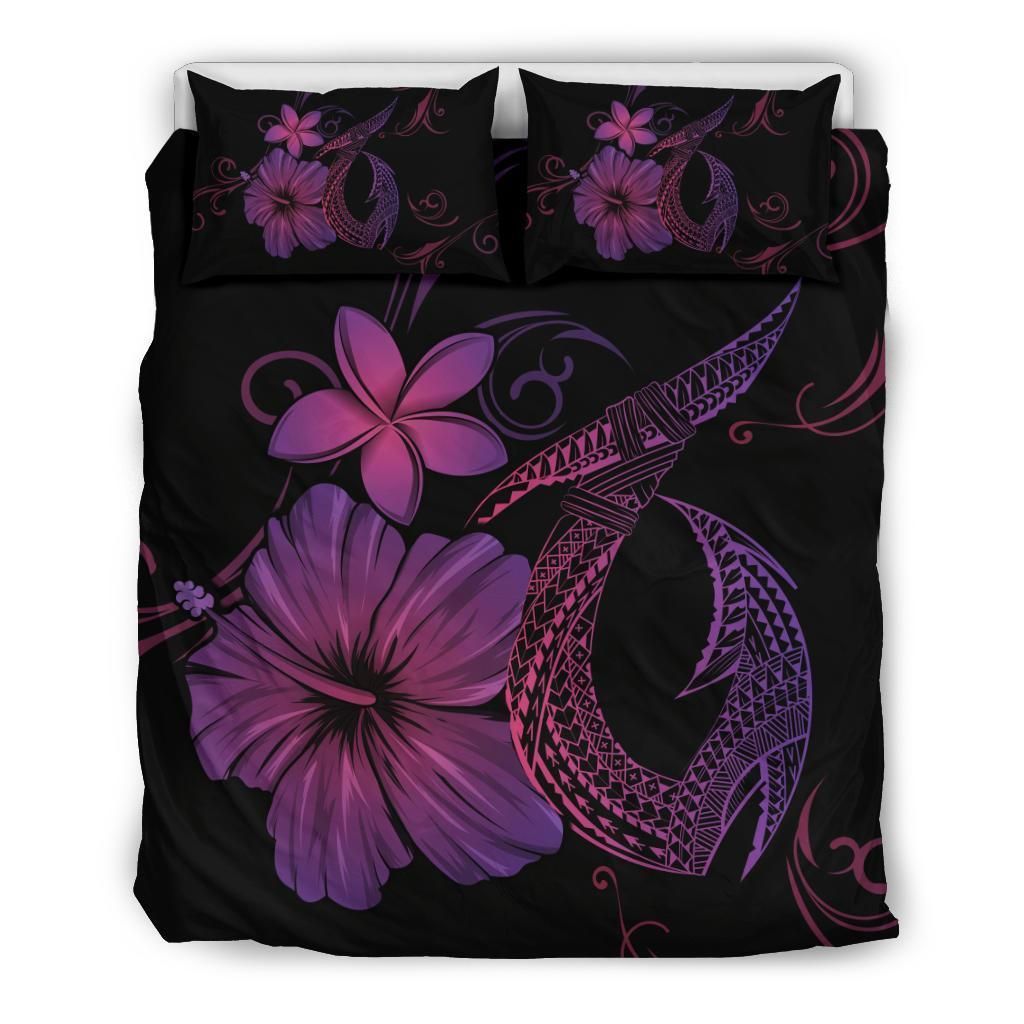 Hawaiian Fish Hook Hibiscus Plumeria Polynesian Bedding Set