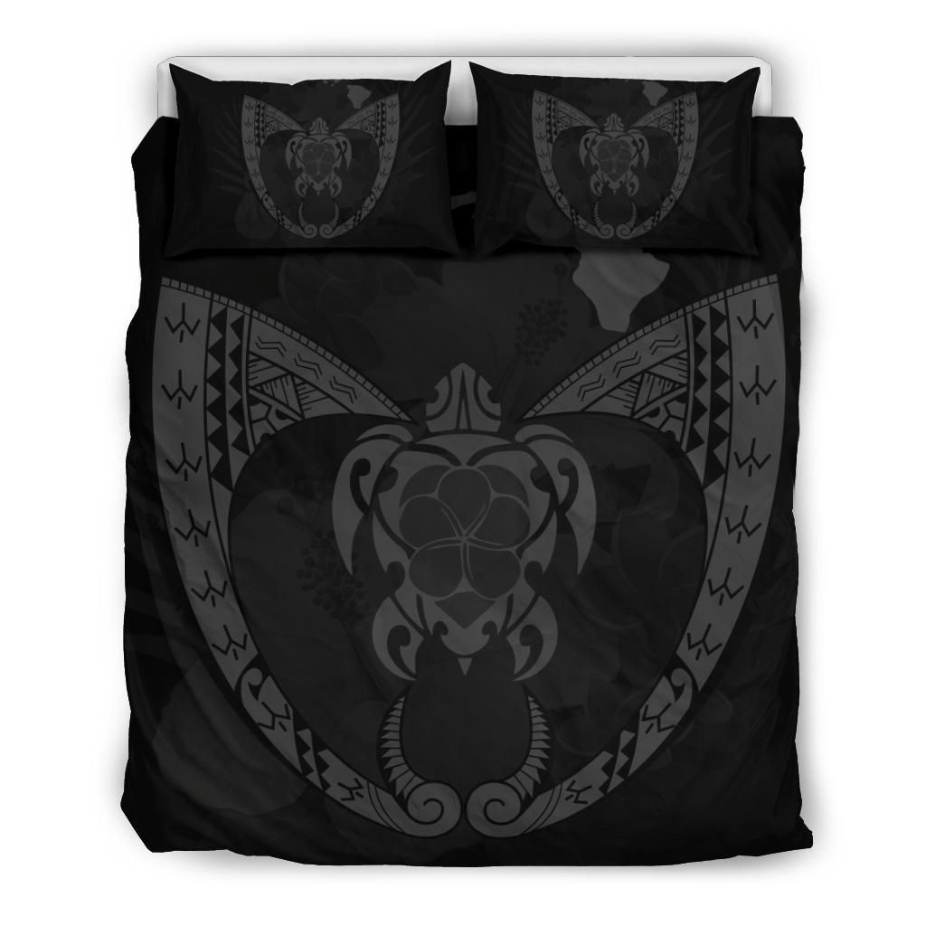 Hawaiian Fish Hook Turtle Heart Polynesian Grey Bedding Set