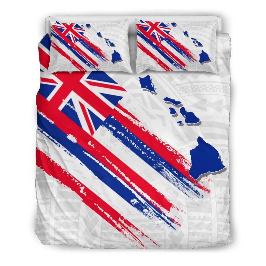 Hawaiian Flag Polynesian White Background Bedding Set