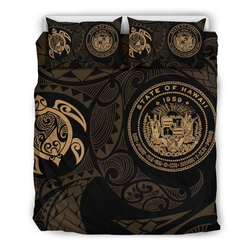 Hawaiian Flag Turtle Polynesian Gold Bedding Set
