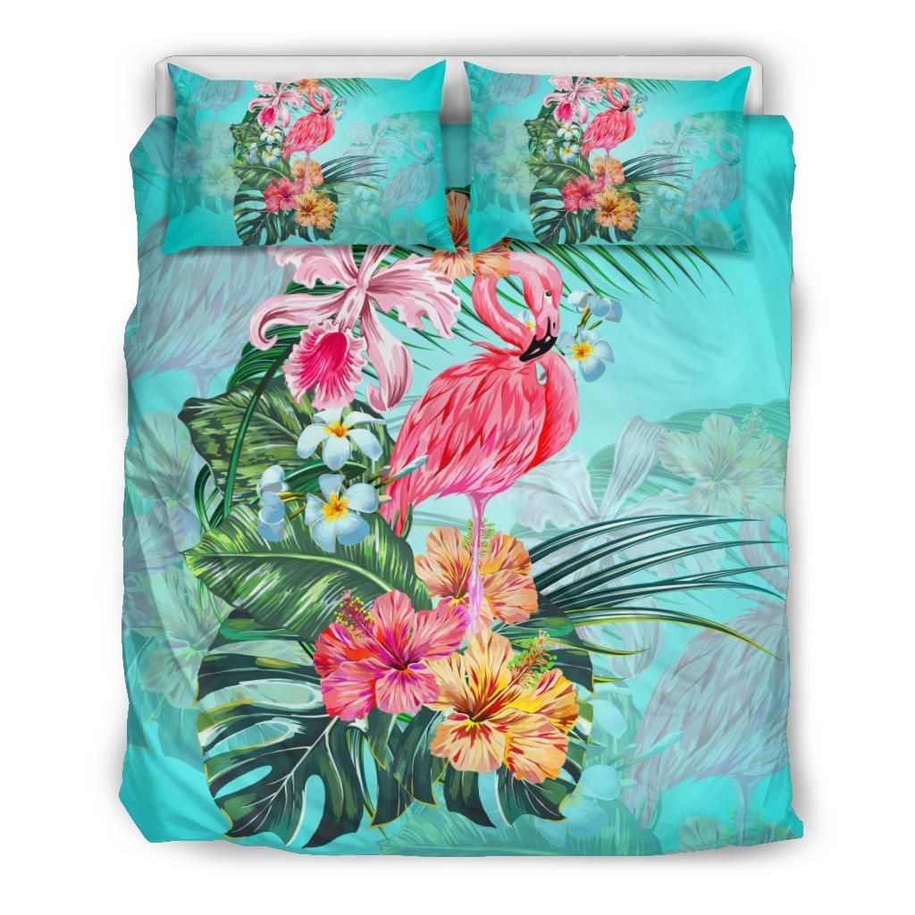 Hawaiian Flamingo Hibiscus Tropical Bedding Set