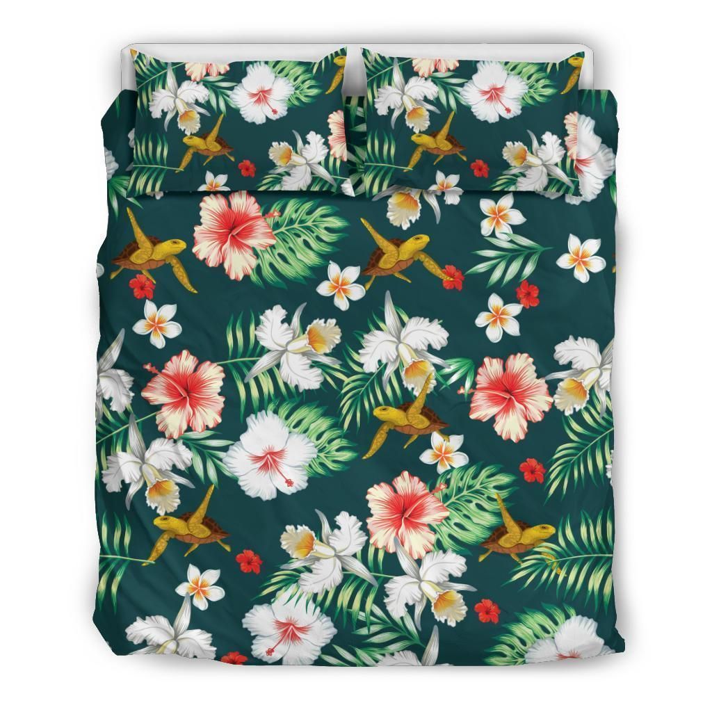 Hawaiian Flower Design With Seaturtle Bedding Set