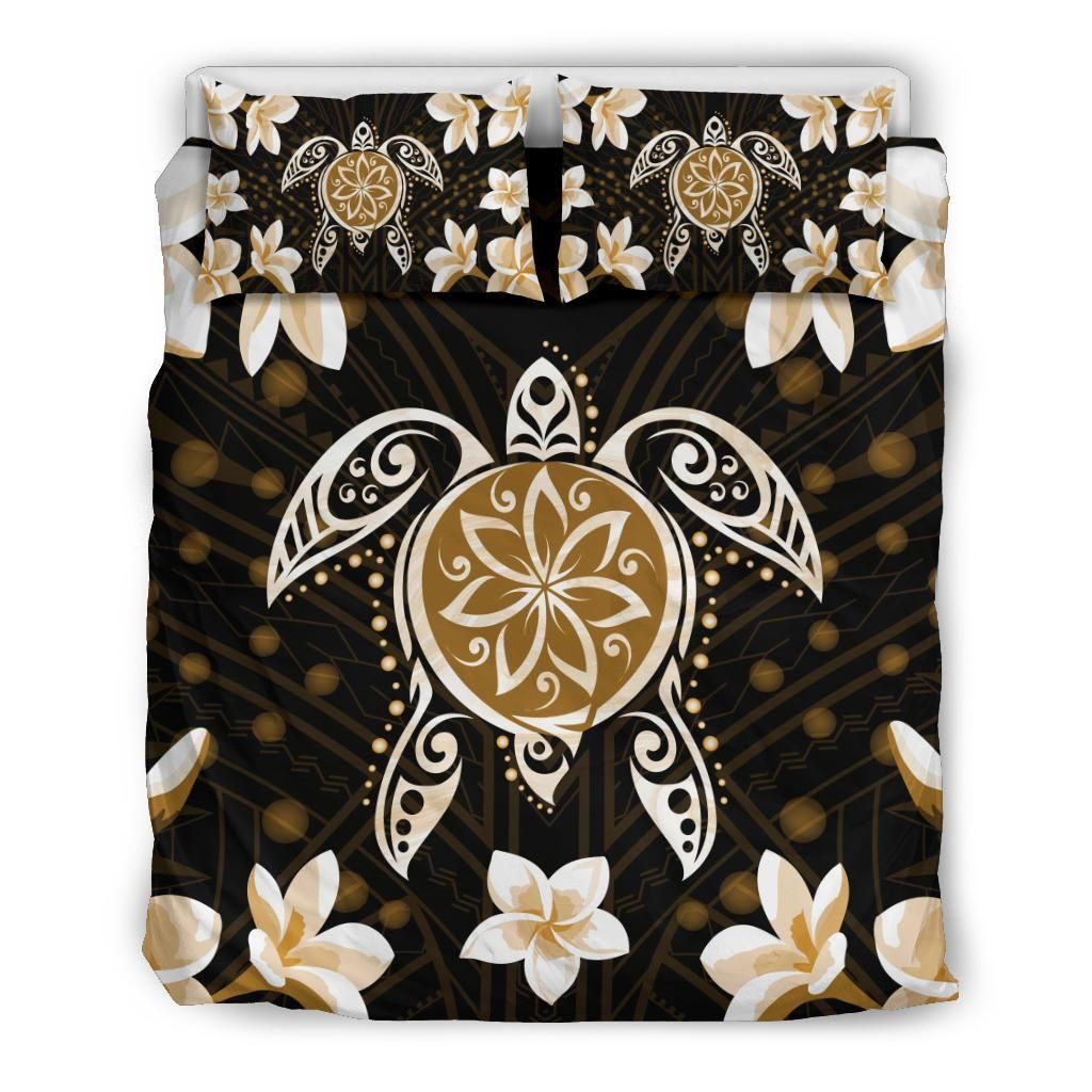 Hawaiian Gold Turtle Plumeria Bedding Set