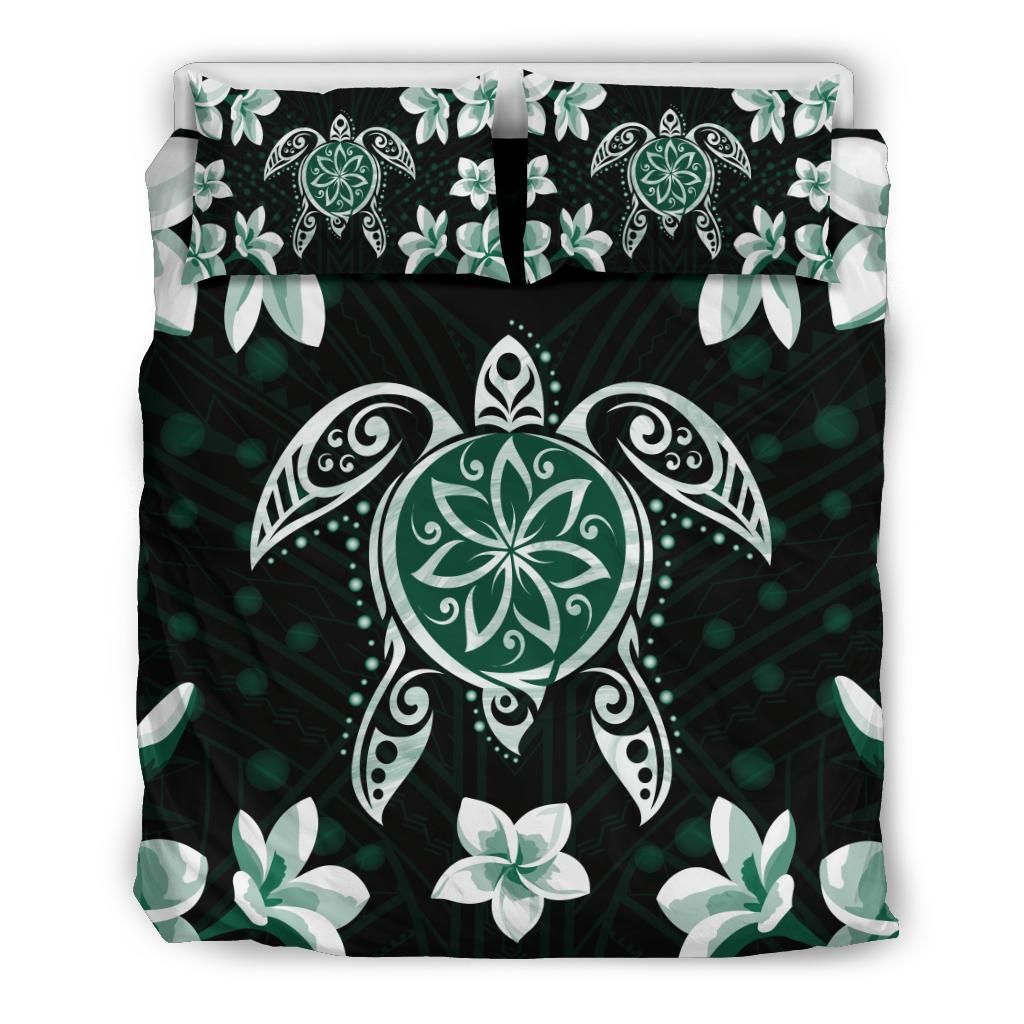 Hawaiian Greenie Turtle Plumeria Bedding Set
